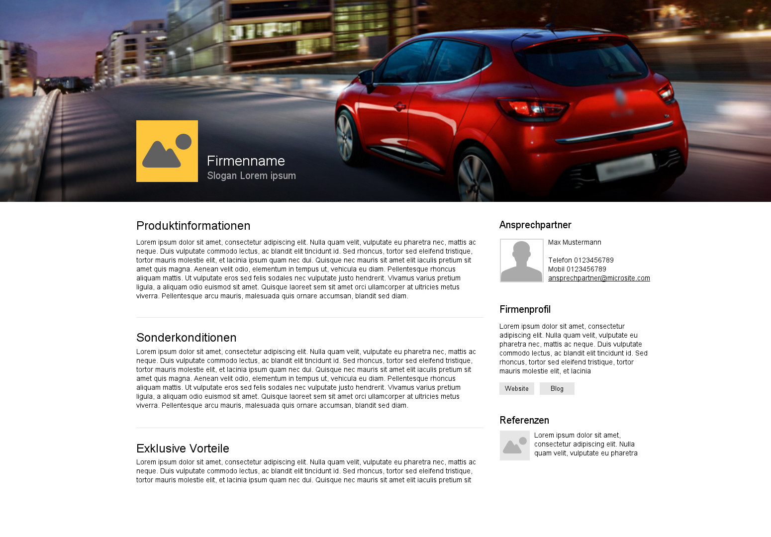 Beispielansicht Microsite